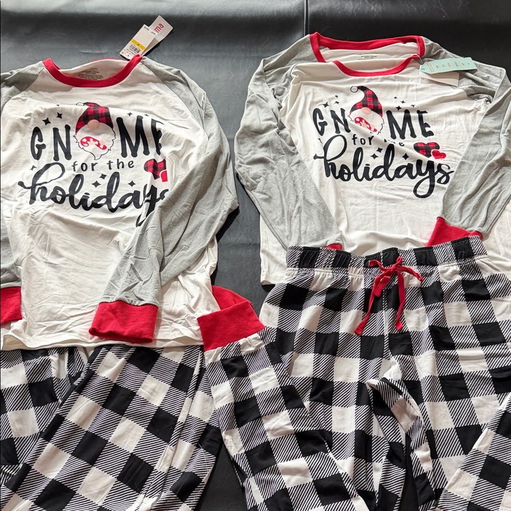Set of Men’s M and Women’s S Gnome for the Holidays  Pajamas Set.